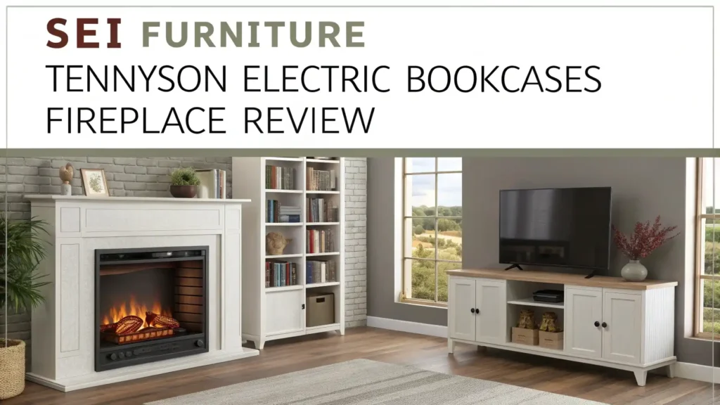 SEI Furniture Tennyson Electric Bookcases Fireplace